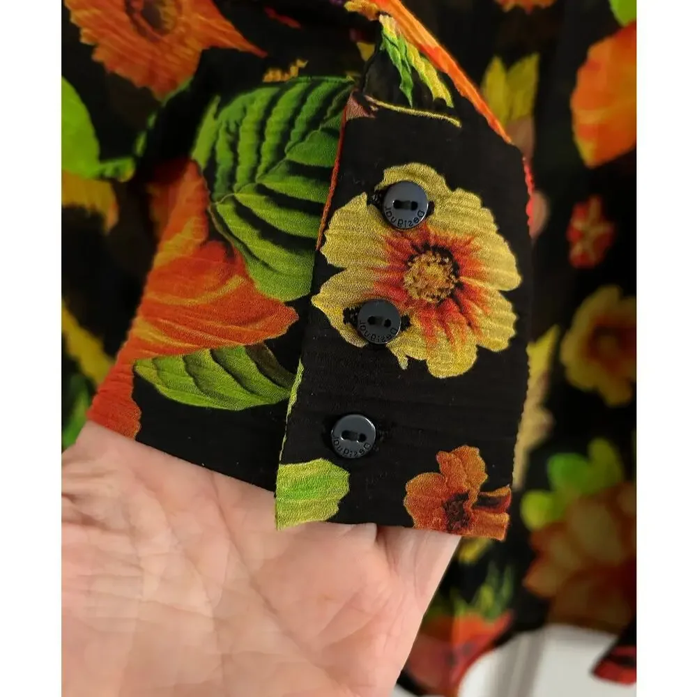 DESIGUAL NWT $145 Flowers Multicolored Cotton Silk Blend Blouse Size US S - Picture 7 of 8